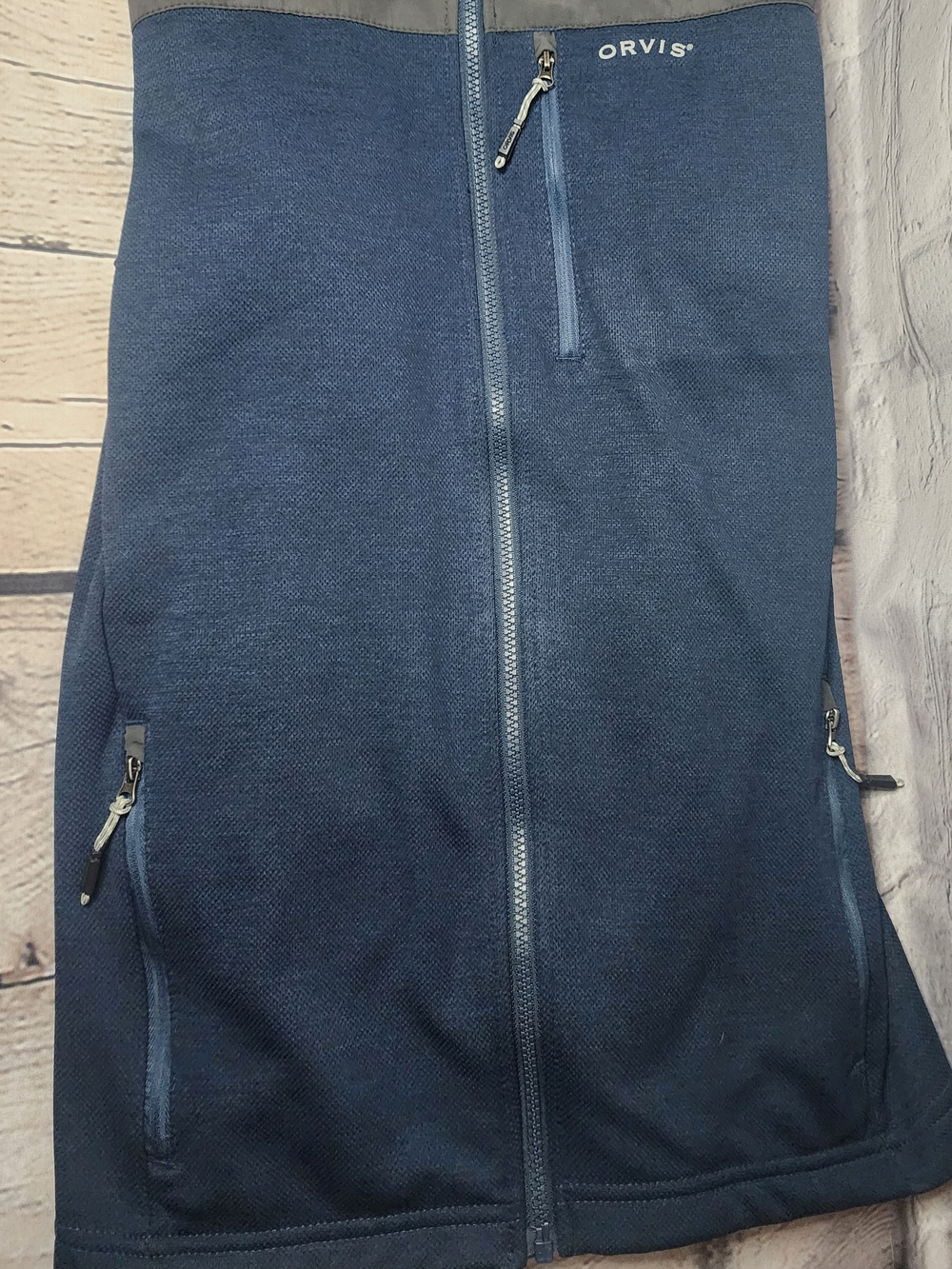 Orvis Navy and Gray Zip Front Fleece Jacket - Picture 4 of 7